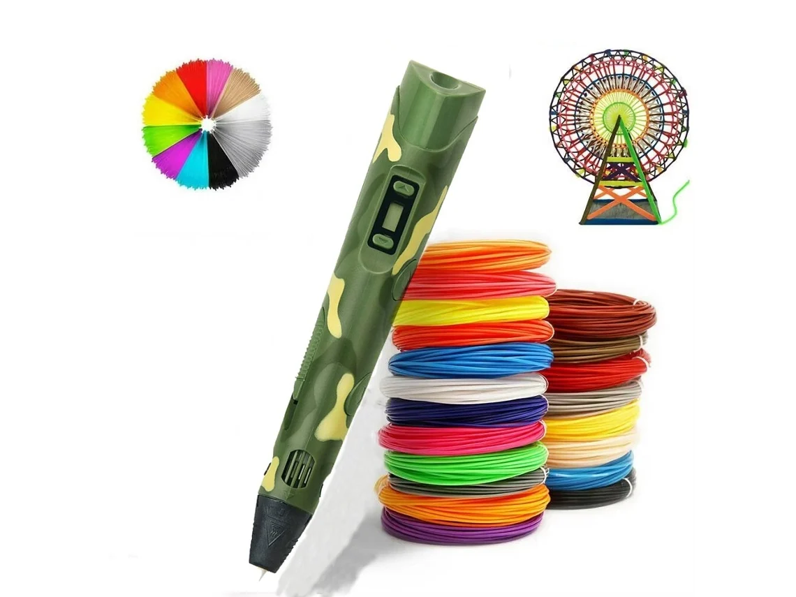 Arzopa Bolígrafo De Impresión 3d Portátil , Incluye Filamento Pla De 1,75 Mm Y 5 M X 10 Colores