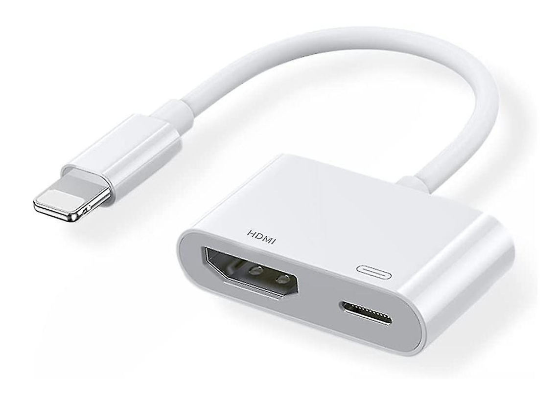 Adaptador HDMI de iPhone a TV AV digital 1080p, pantalla sincronizada, requiere alimentación, conectar y listo, compatible con iPhone 12/11, etc., blanco Bestvite