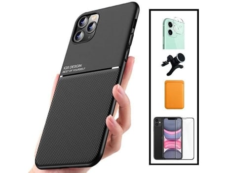 Kit Funda Magnetic Lux, Magnetic Wallet Naranja, 5D Full Cover, Protector de Cámara Trasera y Soporte Magnético de Coche Reforzado Xiaomi Mi 11 Lit...