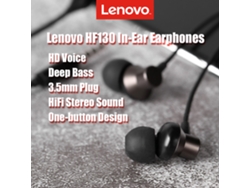 Fones De Ouvido Intra-auriculares Lenovo Hf130 Com Fio 1.2m, Microfone, Plug 3.5mm, Redução De Ruído, Bass Profundo E Som Hifi