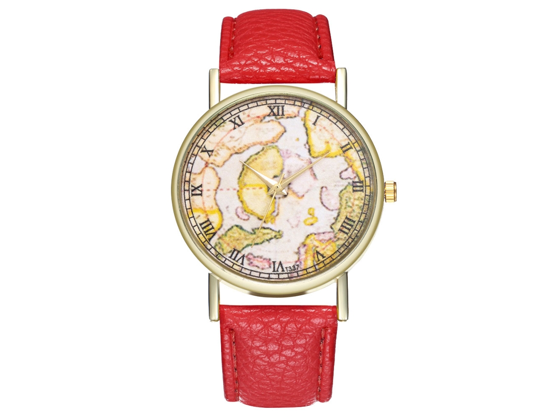 Elegante Reloj De Pulsera Con Movimiento De Cuarzo Para Hombre Y Mujer - Rojo Regalo