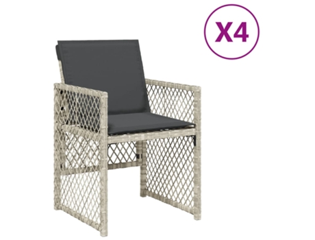 Conjunto 4 Silla De Jardín VIDAXL Gris Poli Ratán