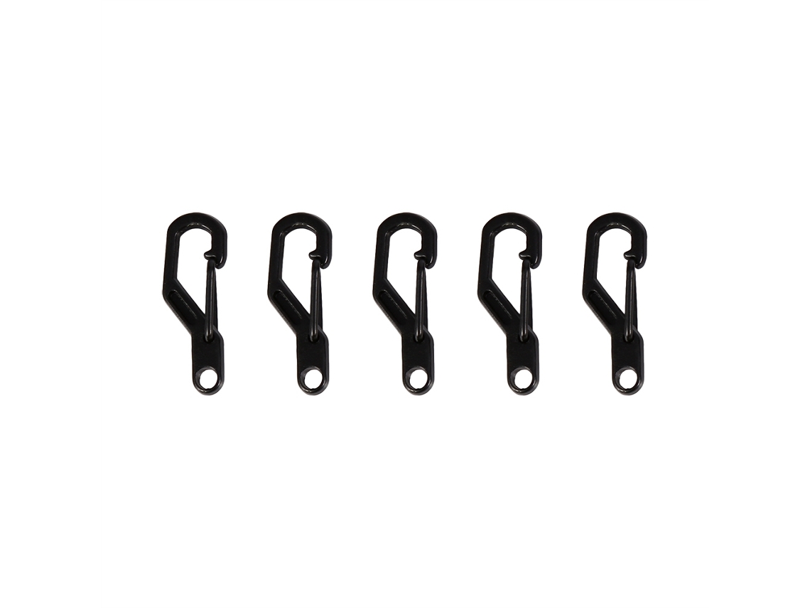 Mini gancho de resorte para llave de cableado niquelada, negro, 5 unidades