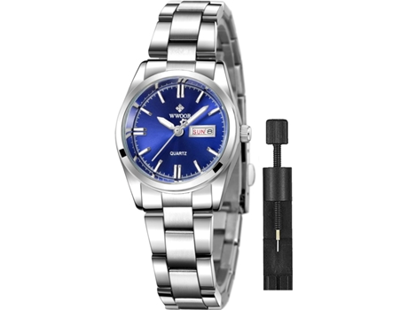 VEANXIN Relojes de pulsera con pulsera de acero inoxidable plateado para mujer-Oro Total