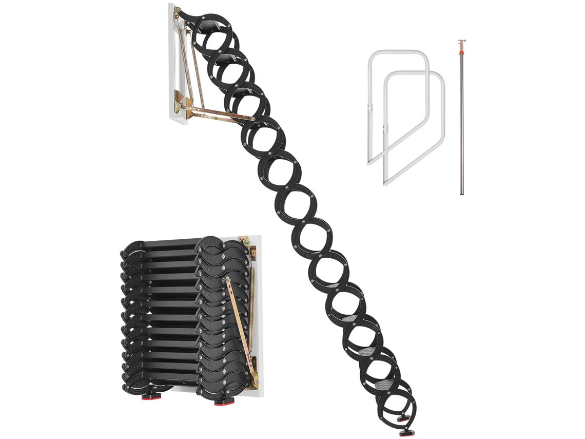 Escalera de ático plegable Succebuy para techos de 2,9 a 3 m, capacidad de 299,4 kg