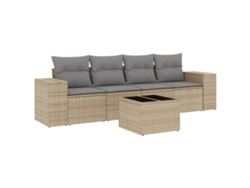 Maison Exclusive - Juego De Sofás Jardín Con Cojines 5 Pzas Ratán Sintético Beige