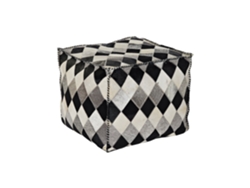 Pouf Piel Poliester Rombos Marron 45x45x40cm