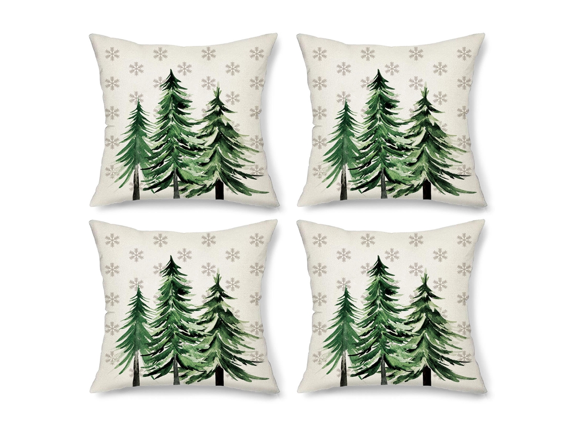 4 Fundas de Cojines Navideños Copo de Nieve Árbol de Navidad Decoración Navideña (Almohada no incluida) TRUYUETY