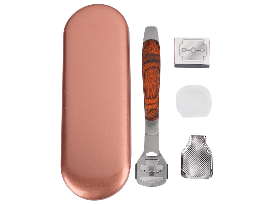 Removedor De Callos Y Piel Endurecida De Acero Inoxidable Con Cuchilla, Herramienta Para Pedicura Y Manicura, Oro Rosa.
