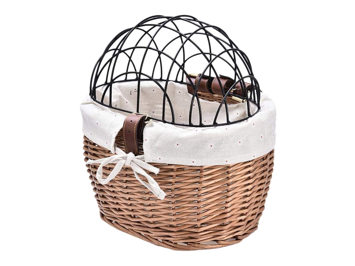 Cesta de mimbre tejida para perros, cesta delantera para bicicleta, transportadora para perros y gatos