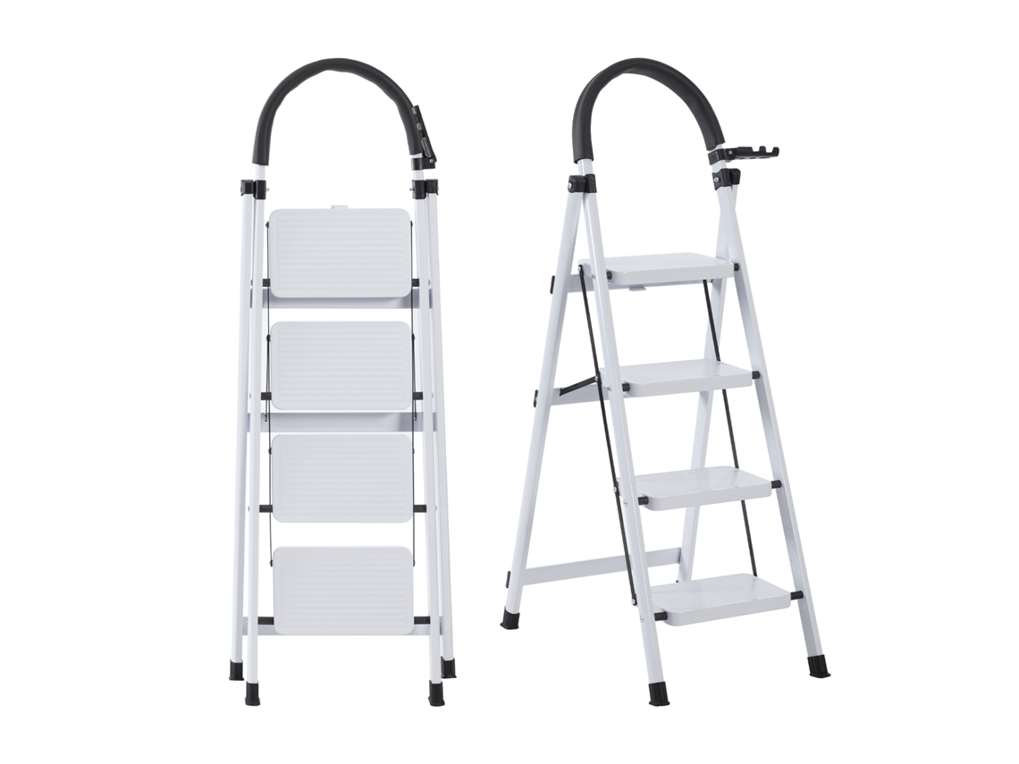 Escalera Plegable Seven Comfort Con 4 Escalones Ensanchados, Escalera Doméstica