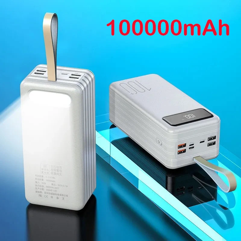 Banco De Energía (100000 Mah, Blanco), 4 Puertos Usb, Cargador Portátil De Carga Rápida