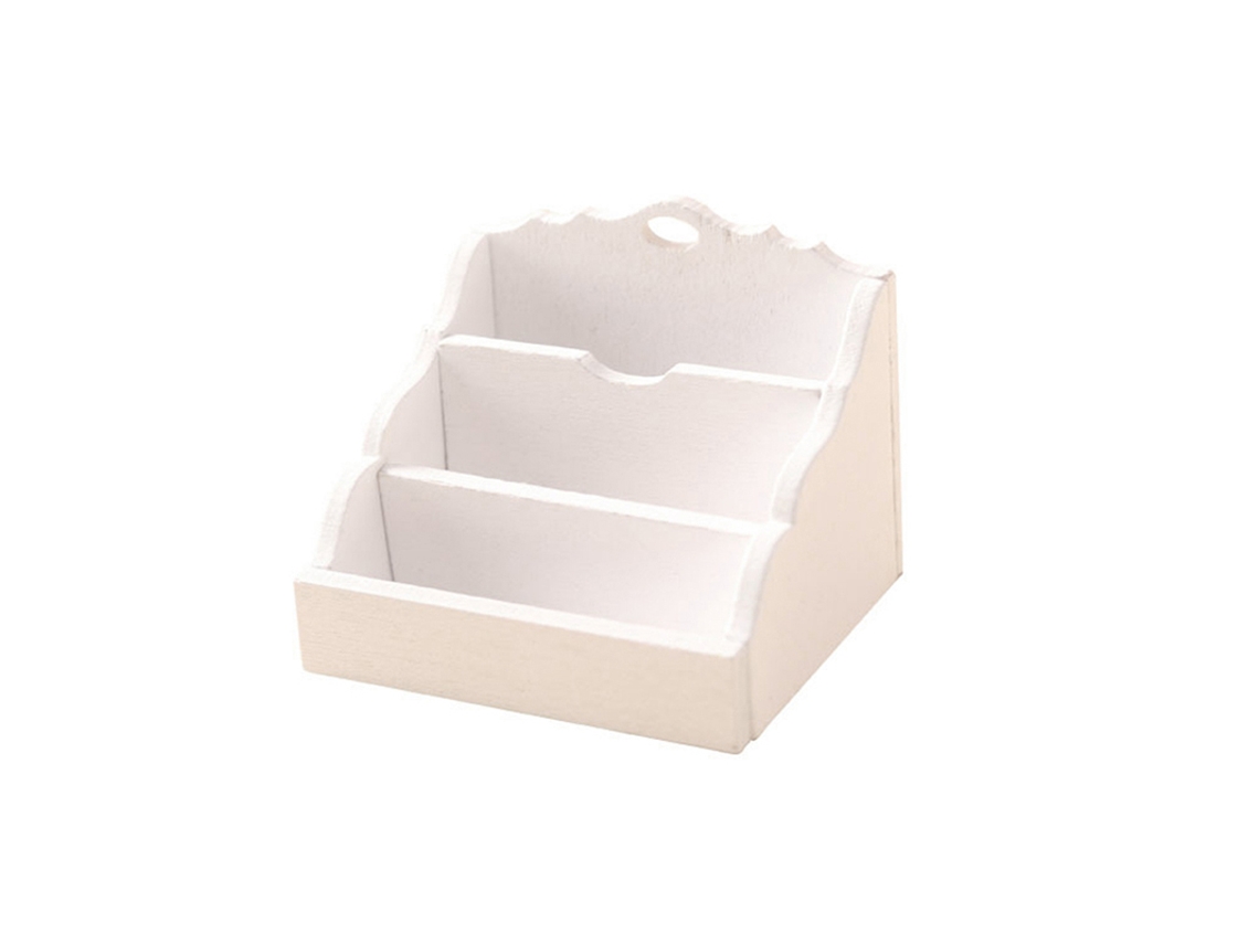Estantería/organizador de mesa para casa de muñecas en miniatura Mdug (blanco)