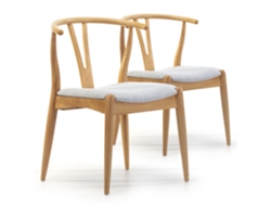 Conjunto de 2 Cadeiras Rustic Cor Carvalho Madeira Sólida 55 X 54,5 X 76 Cm VS VENTA-STOCK