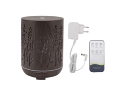 Humidificador De Aire De 300 Ml Con Textura De Madera, Luz Led Aromática, Mando A Distancia, Funcionamiento Ultrasilencioso Y Enchufe Europeo.