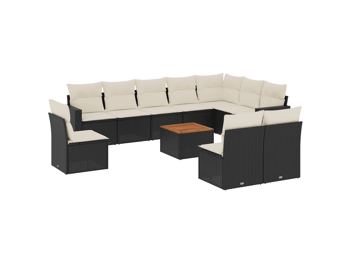 Maison Exclusive - Set De Sofás De Jardín 11 Pzas Y Cojines Ratán Sintético Negro