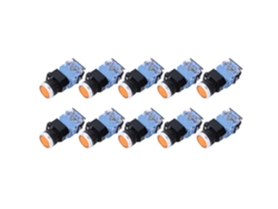 10 Interruptores De Botón Pulsador De Cabeza Plana Con Reinicio Automático Bem38-11d, 1 Encendido, 1 Apagado, Luz Amarilla De 22 Mm.