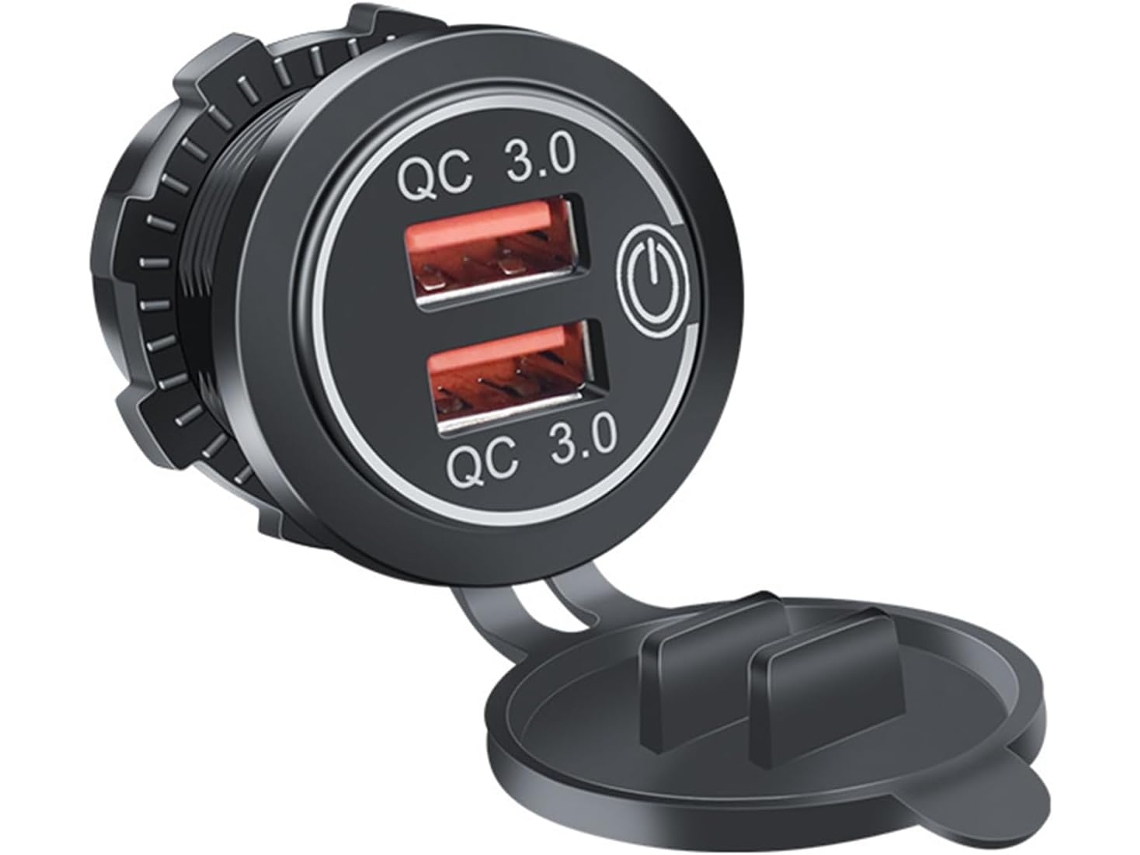 Puertos Usb, Carga De Vehículos, Adaptador Rápido De 36 W Con Interruptores Integrados Y Luz Para