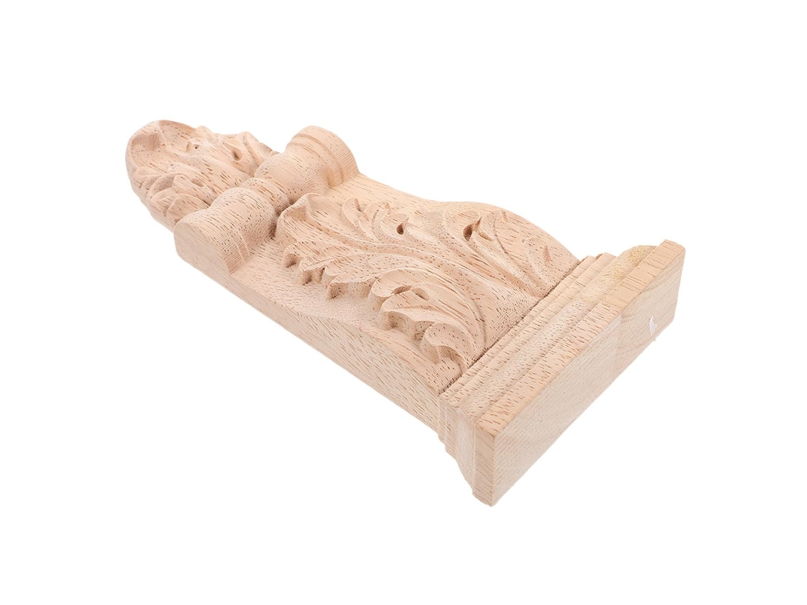 Consola Decorativa Antigua De Madera Maciza Tallada De 10x21x3 Cm