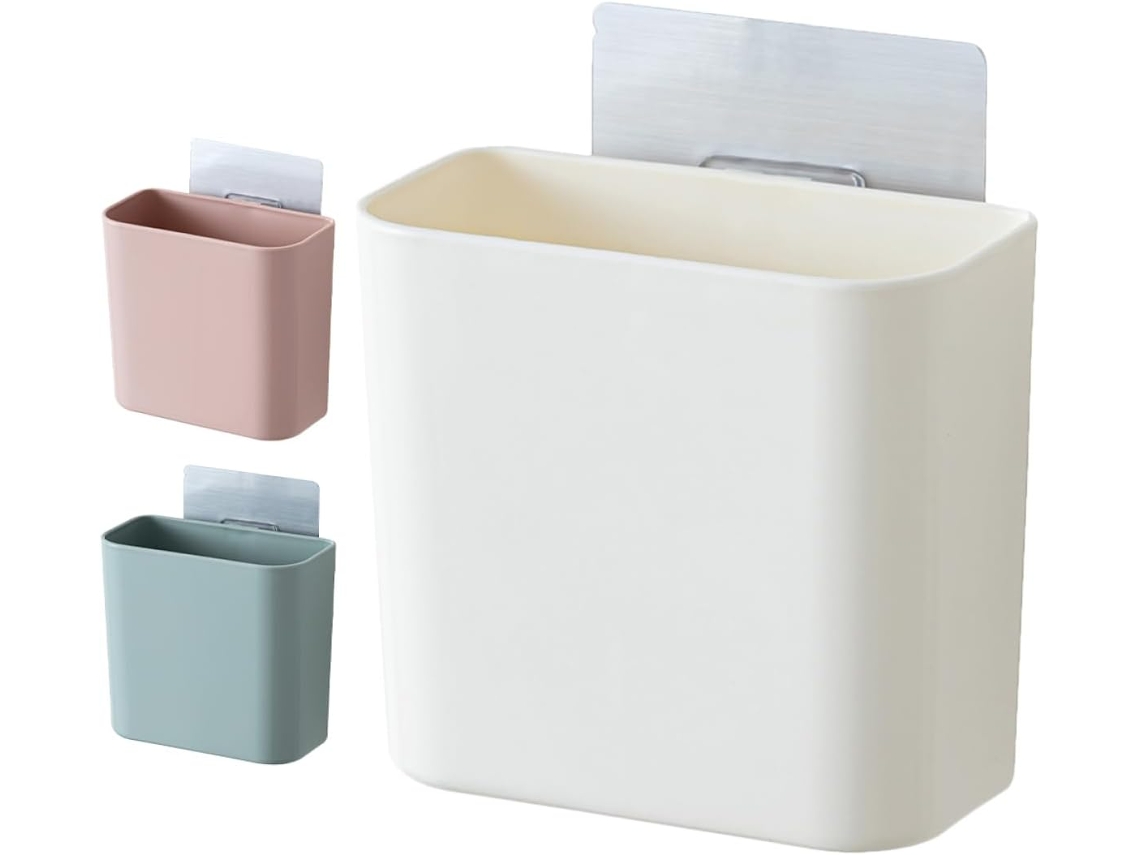 Organizador Almacenamiento Pared 3 Piezas Drenaje Blanco Plástico Adhesivo Orificios Autodrenaje Montaje