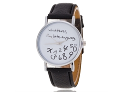 Reloj Unisex Informal De Cuarzo Con Correa De Pu, Letras De Moda, Negro.
