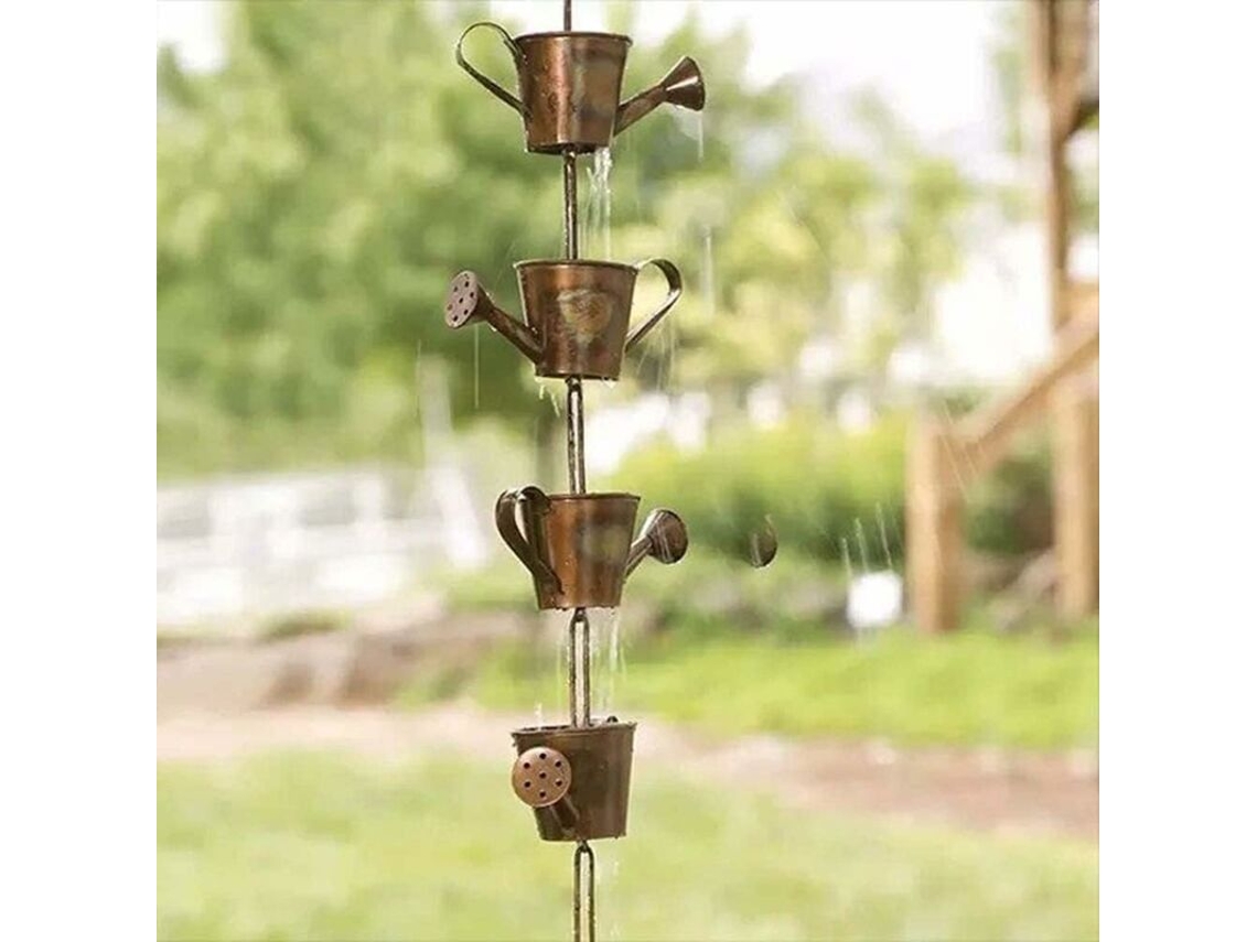 Cadena De Lluvia De 47 Pies Para Canalones - Adorno De Jardín De Metal, Con Adaptador, Resistente A La Corrosión.