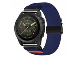 Bracelete Para Garmin (22mm) - Nylon Elástico - Trama Diagonal - Fivela De Paraquedas Azul Meia-noite