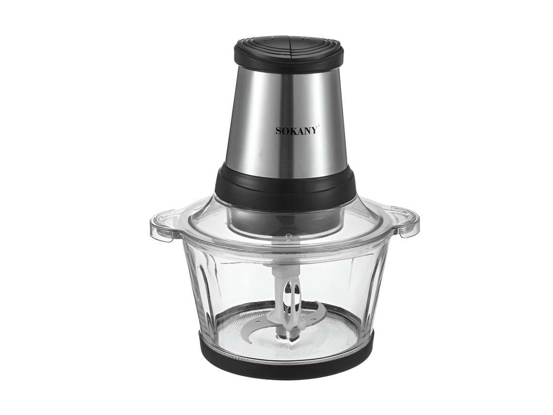 Picadora eléctrica de 800 W y 2 L con doble velocidad, color gris, acero inoxidable