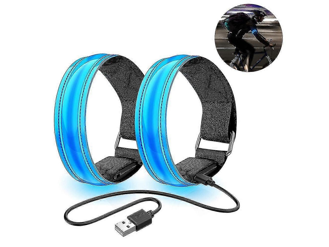 Omni-2 Pares De Pulseiras Led Recarregáveis Para Corredores Com Modos De Luz Ajustáveis, Equipamento Reflexivo Para Ciclismo E Passeios Noturnos