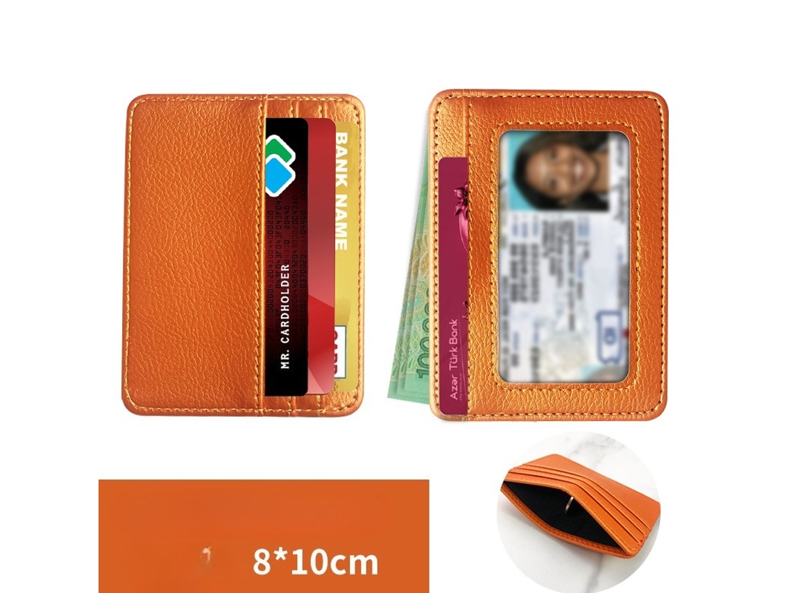 Cartera delgada frontal con bloqueo RFID y ventana para identificación, para hombre/mujer, naranja, Hexinyigjly