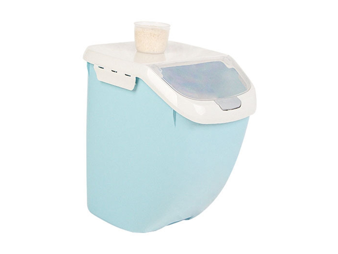 Caja De Plástico Impermeable Para Almacenar Granos Con Tapa En Forma De Concha Para Arroz, Cocina, Azul, Tamaño S, 26x34x21cm