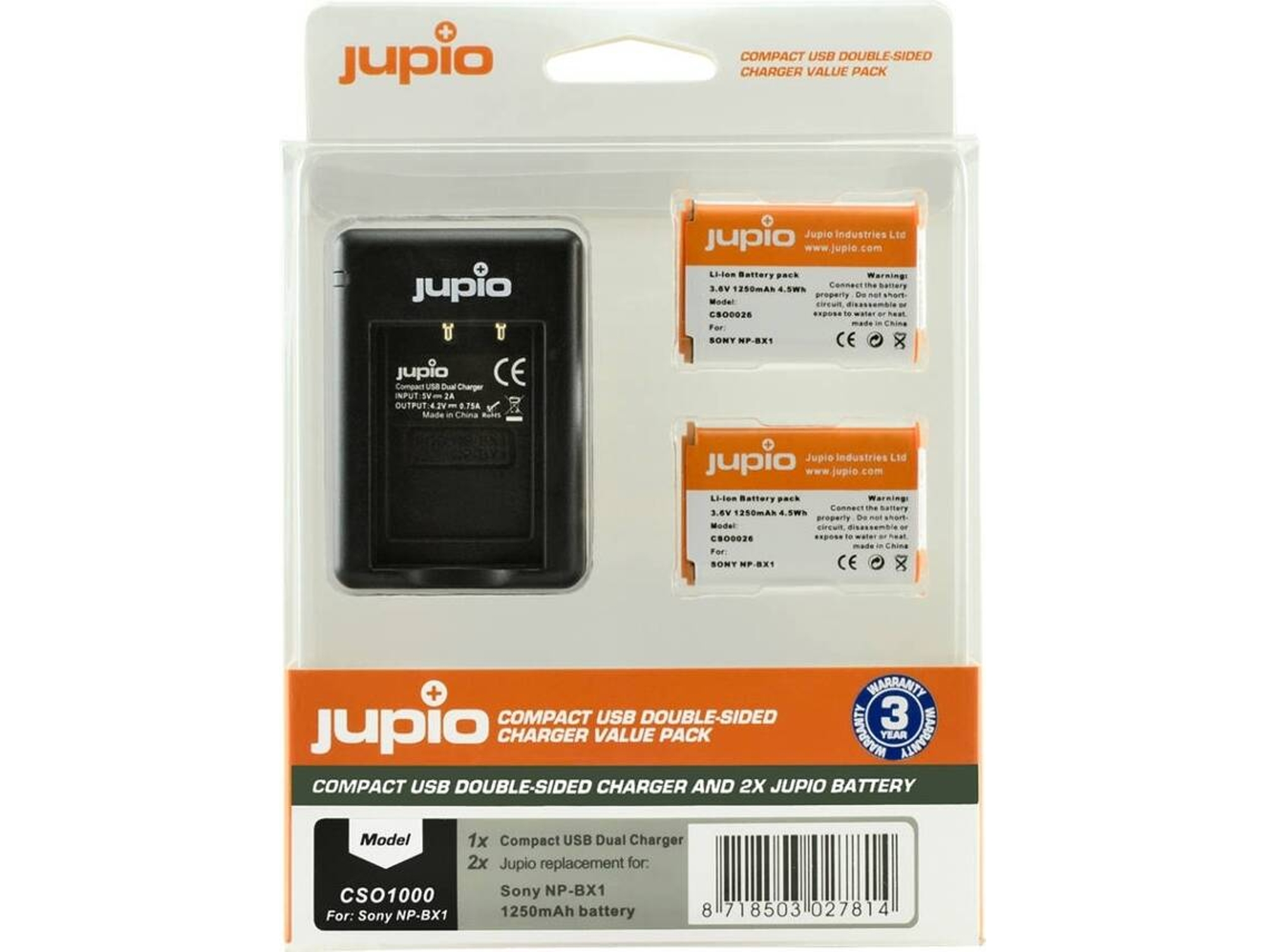 KIT JUPIO 2 BATERIAS NP-BX1 + CARREGADOR