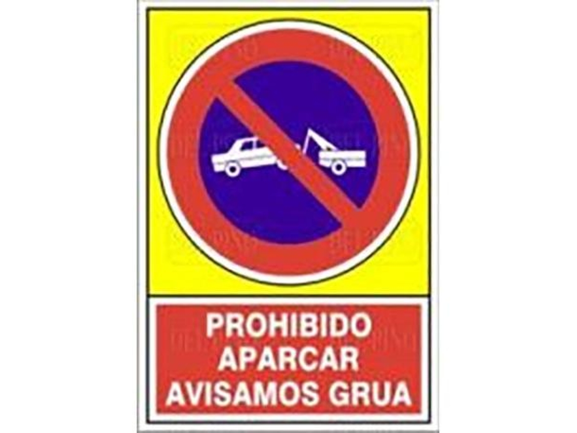 Señal 432 alum.490x345pr.aparc.av.grua prohibido apacar avisamos grua