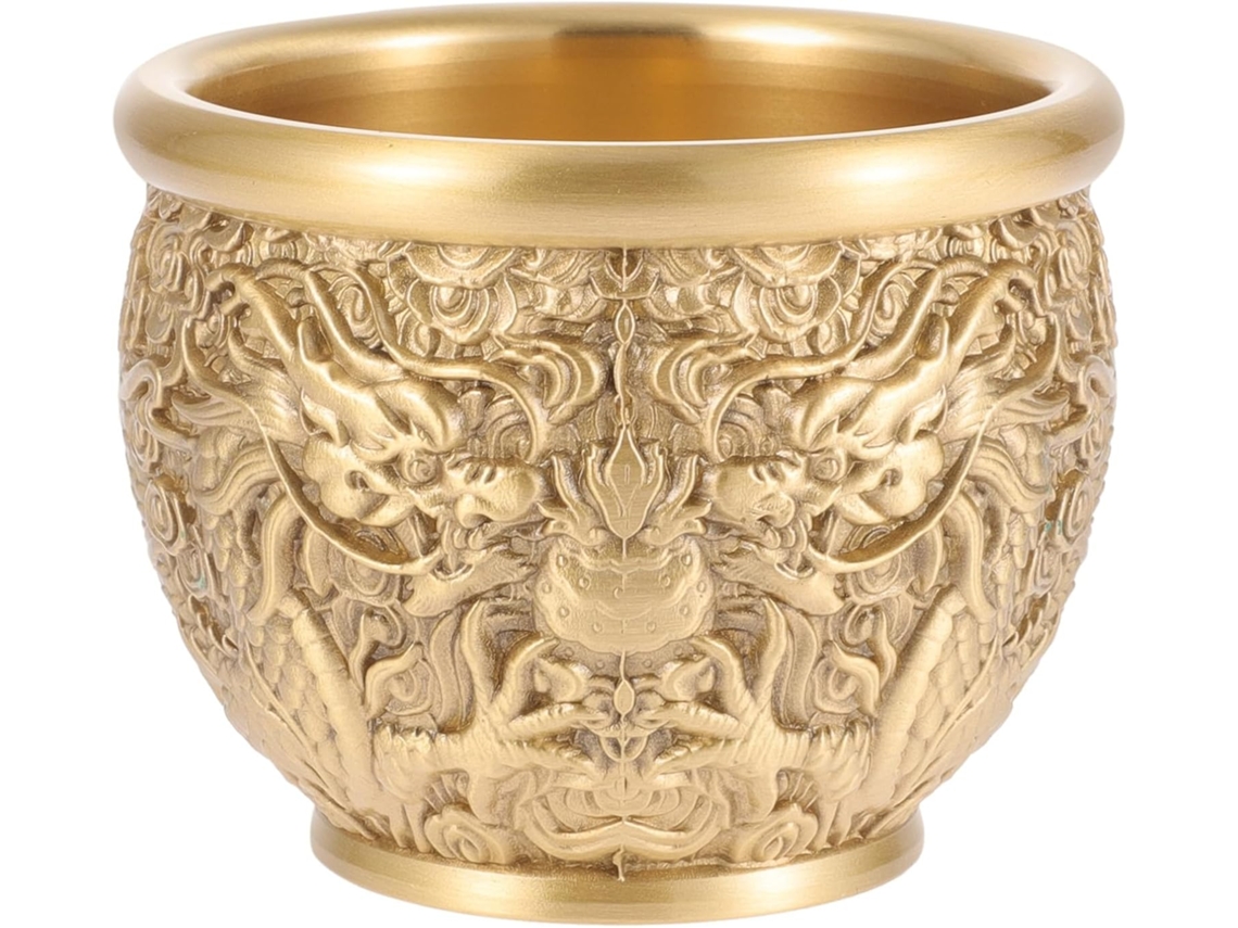 Cuenco decorativo de estilo chino chapado en latón, pequeño cuenco para ofrendas, adorno elegante, GOKOCO