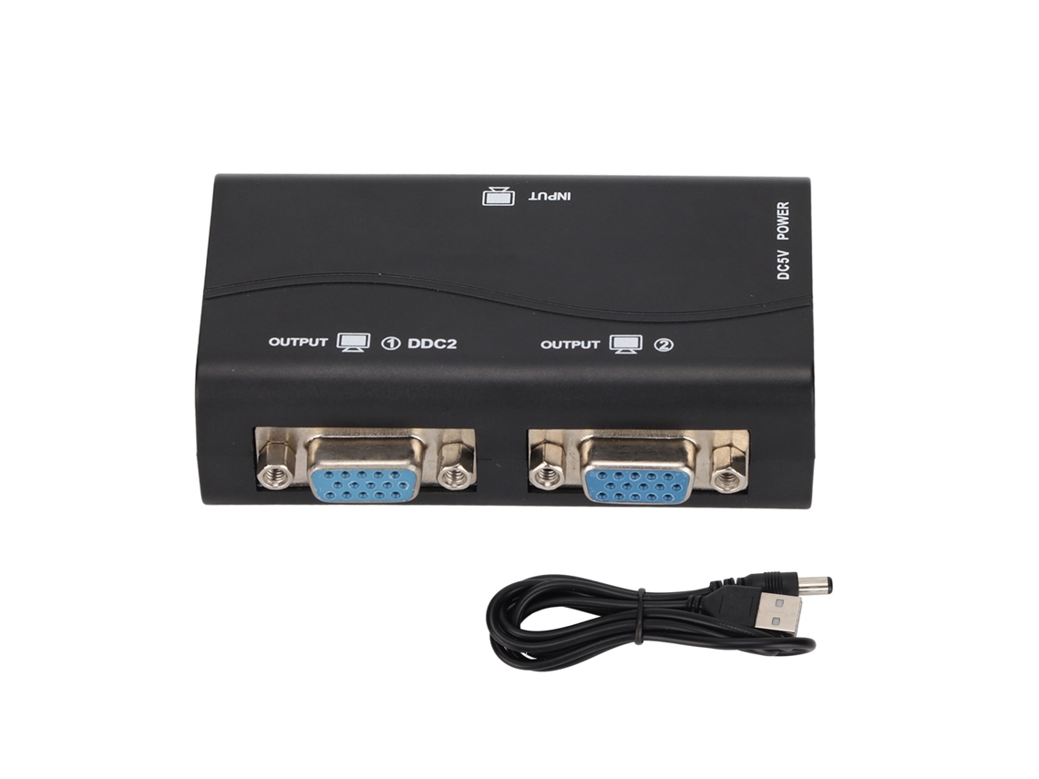 Divisor Vga 1 Entrada 2 Salidas 250mhz Alimentado Por Usb 1920x1440 1080p Divisor De Video Para Duplicación De Pantalla