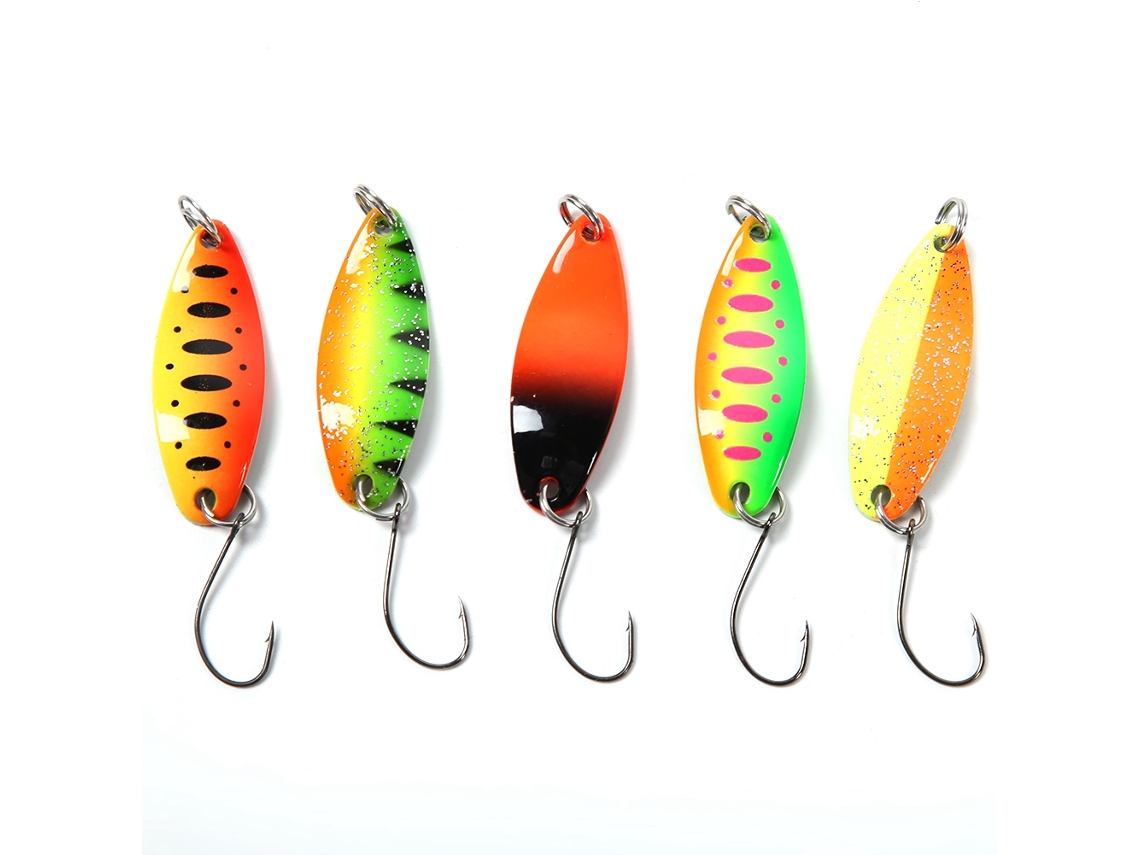 Señuelo Artificial (señuelo De Pez Biónico, Espinner Colorido) 5 Piezas 3.5g/3.4cm Señuelo De Metal De Hoja De Sauce Para Topmouth Culter Señuelo Duro