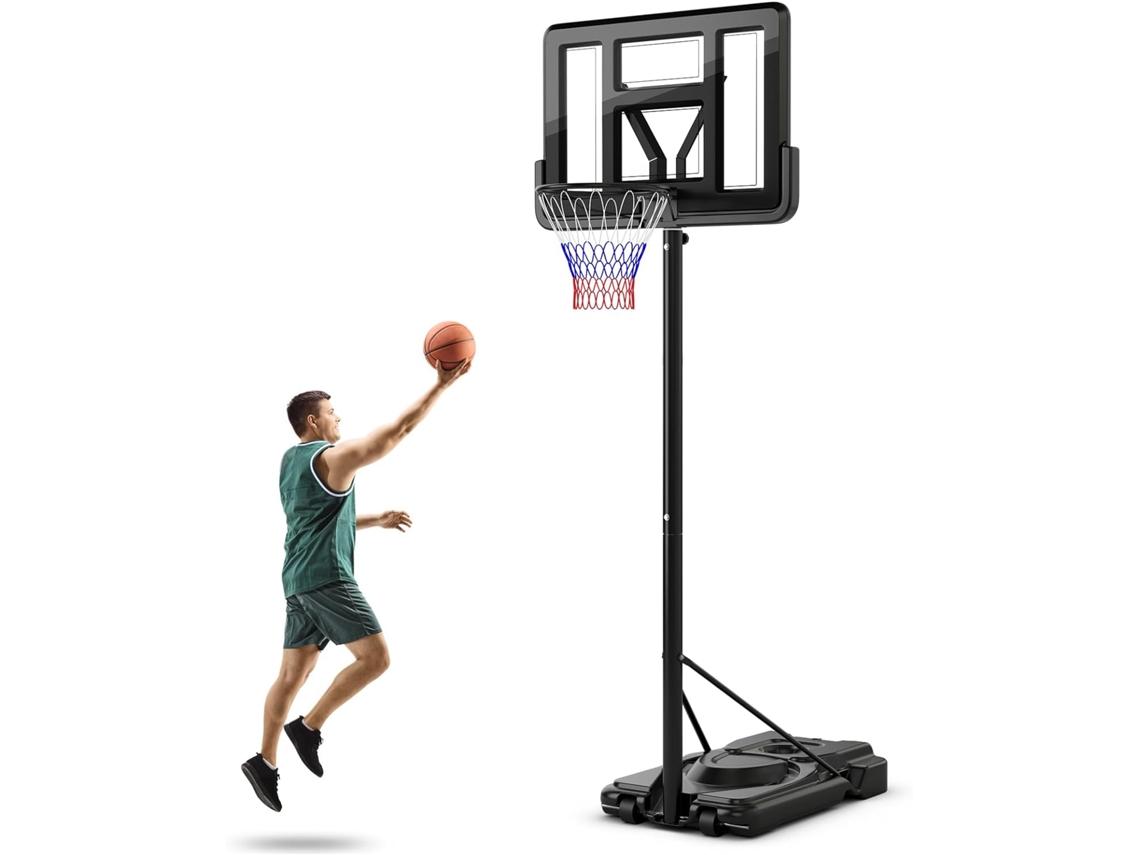 Aro de Baloncesto para Adultos Altura Ajustable 9 Capas 230-305 Cm Canasta para Exteriores con Ruedas COSTWAY Canasta para Exteriores