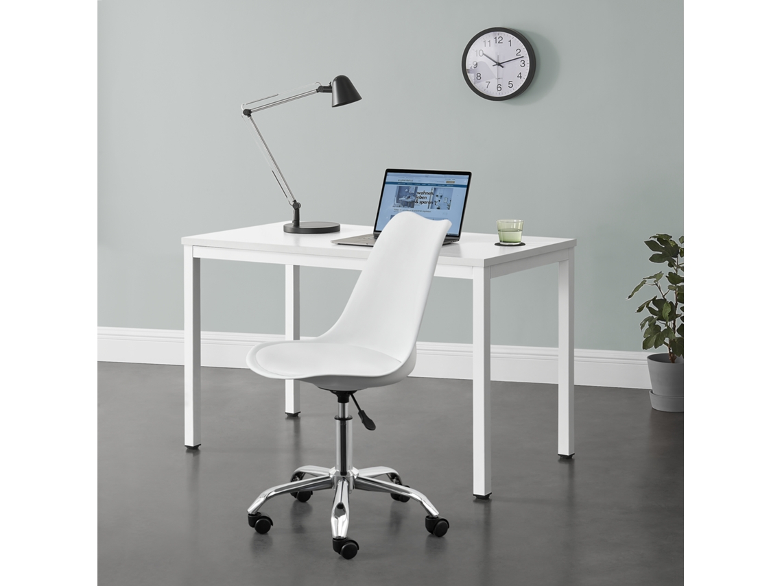Silla de Oficina [EN.CASA] Metal (Blanco - 83 - 93 x 48 x 55 cm)