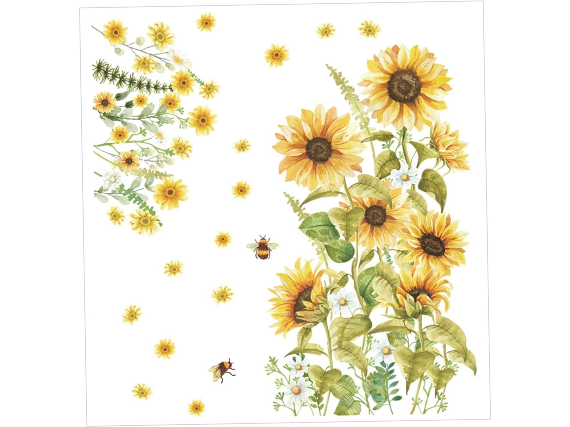 2 Pegatinas De Pared Adhesivas De Girasol Y Abeja, Juego De 2, Decoración De Pvc