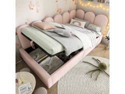 Sofá cama tapizado ZIWEI STORE con almacenaje hidráulico y base de láminas metálicas 90x190 cm