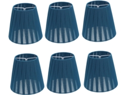 Juego De 6 Lámparas De Mesa De Tela Azul Suave