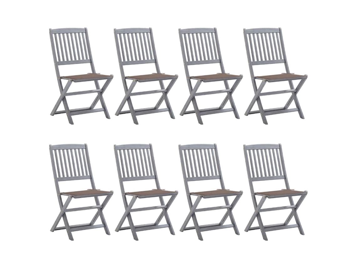 Sillas plegables de exterior DKD Home Decor de 8 piezas con cojines de acacia maciza