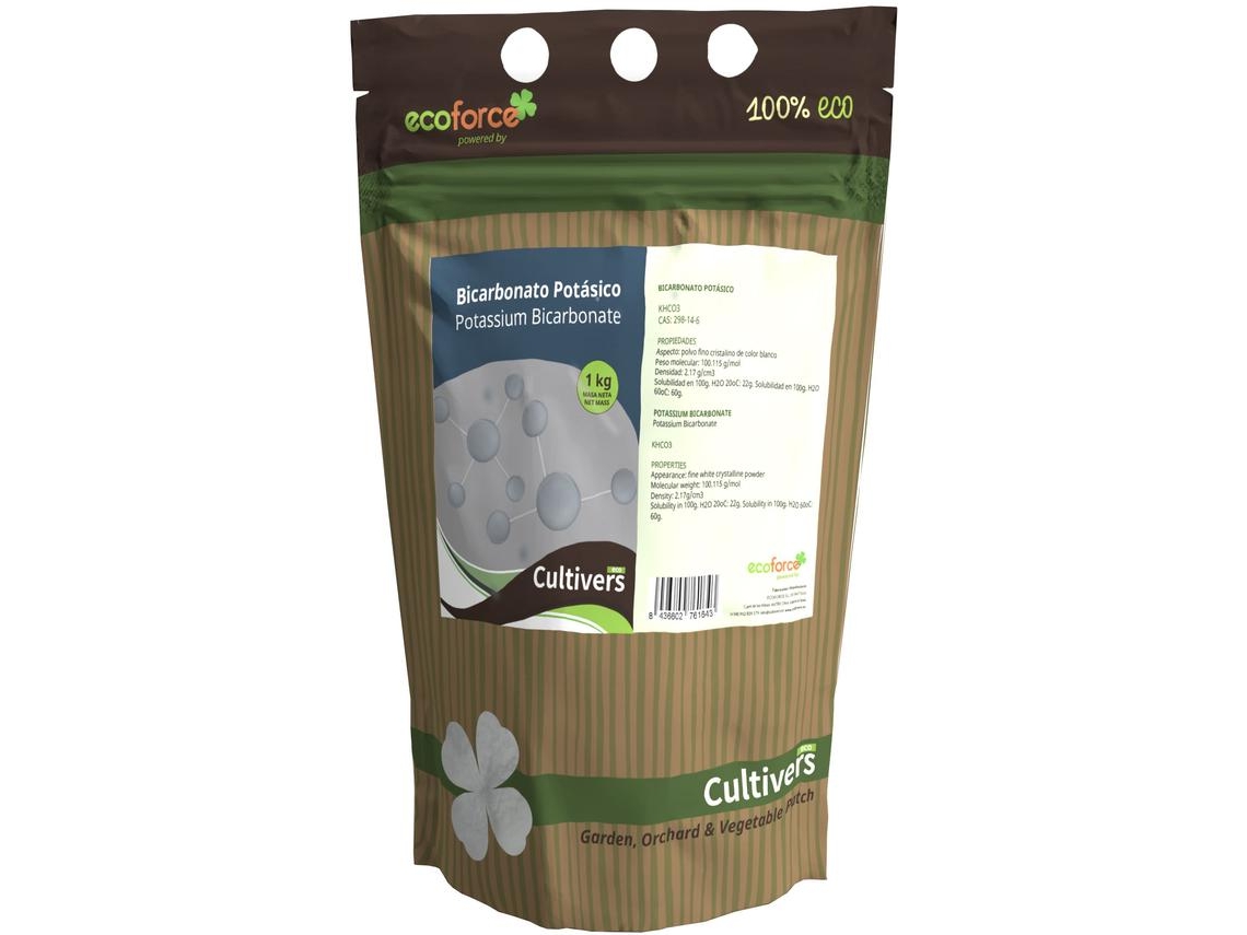 CULTIVERS Bicarbonato de Potasio de 1 kg Corrector de carencias de Potasio. Potenciador de las defensas naturales de las plantas