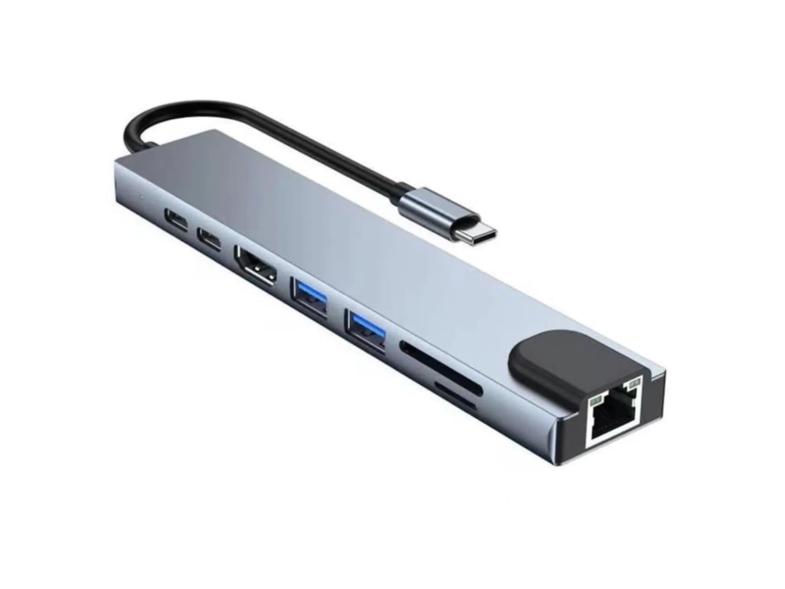 Concentrador USB C RJ45 de 100 Mbps para portátil, adaptador universal, estación de acoplamiento para PC, adaptador multipuerto USB C, Ci USHION