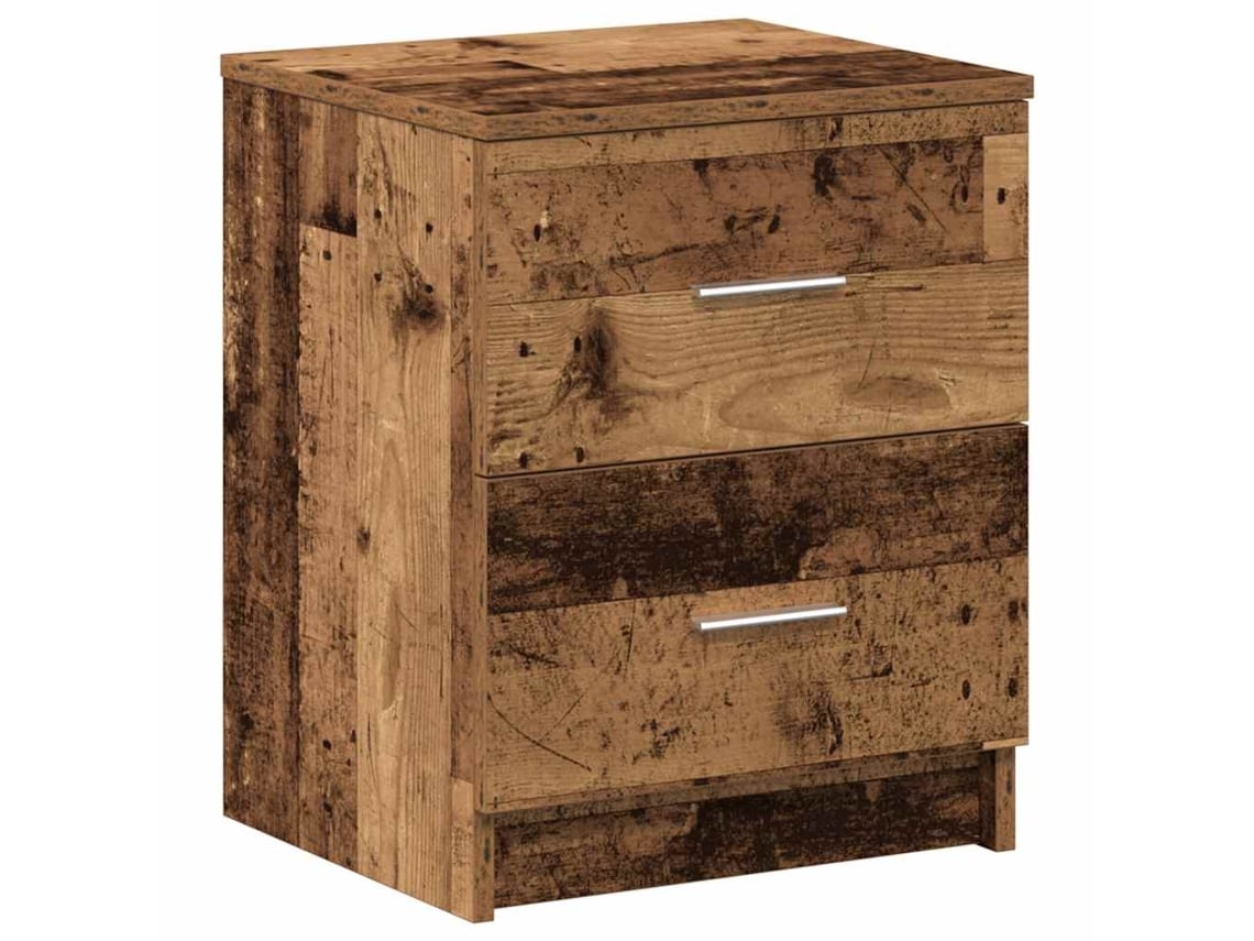 Maison Exclusive - Mesita De Noche Con 2 Cajones, Madera Antigua, 40x36x50 Cm