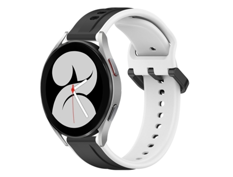 Correa de reloj inteligente para Samsung Galaxy Watch 4 40 mm 20 mm Bucle convexo de silicona bicolor (negro + blanco)