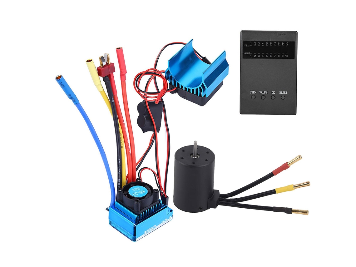 Motor ESC sin escobillas 3650 4300 kV con disipador de calor y tarjeta de programación para coche RC Vayotoy 1/10 (60 A)