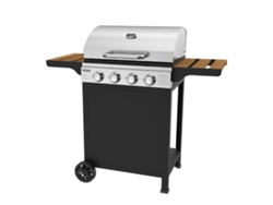 Barbacoa de Gas Portátil KEKAI Fort Peck 118,5x57,5x104,5 cm de 12 kW con 4 Quemadores, Termómetro, Mesas Laterales y Ruedas