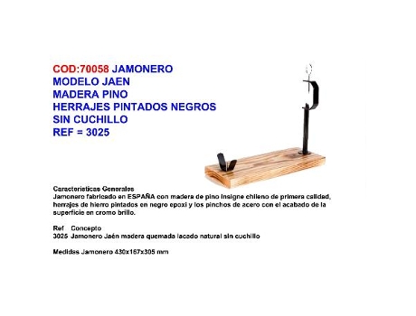 Jamonero mod.jaen madera pino+herraje pint.negro s-cuchillo 3025