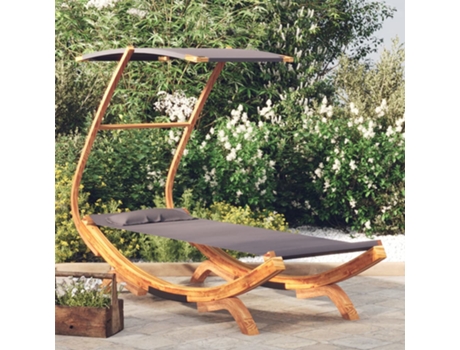MAISON EXCLUSIVE Tumbona con dosel madera curvada gris antracita 100x190x134 cm